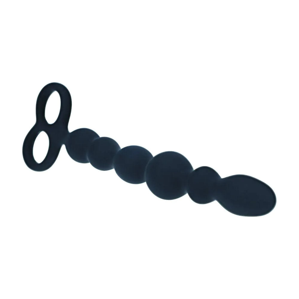 LEVELZ Beaded Silicone Anal Probe with Double Loop - 24.5 cm Anal Beads, premium silicone design for intense pleasure.
