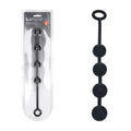 LEVELZ Round Silicone Anal Balls - M - 20mm -  32 cm Medium Anal Balls in black silicone packaging and product view.