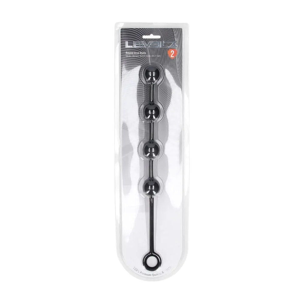 LEVELZ Round Silicone Anal Balls - M - 20mm - 32 cm Medium Anal Balls packaging view with sleek design.