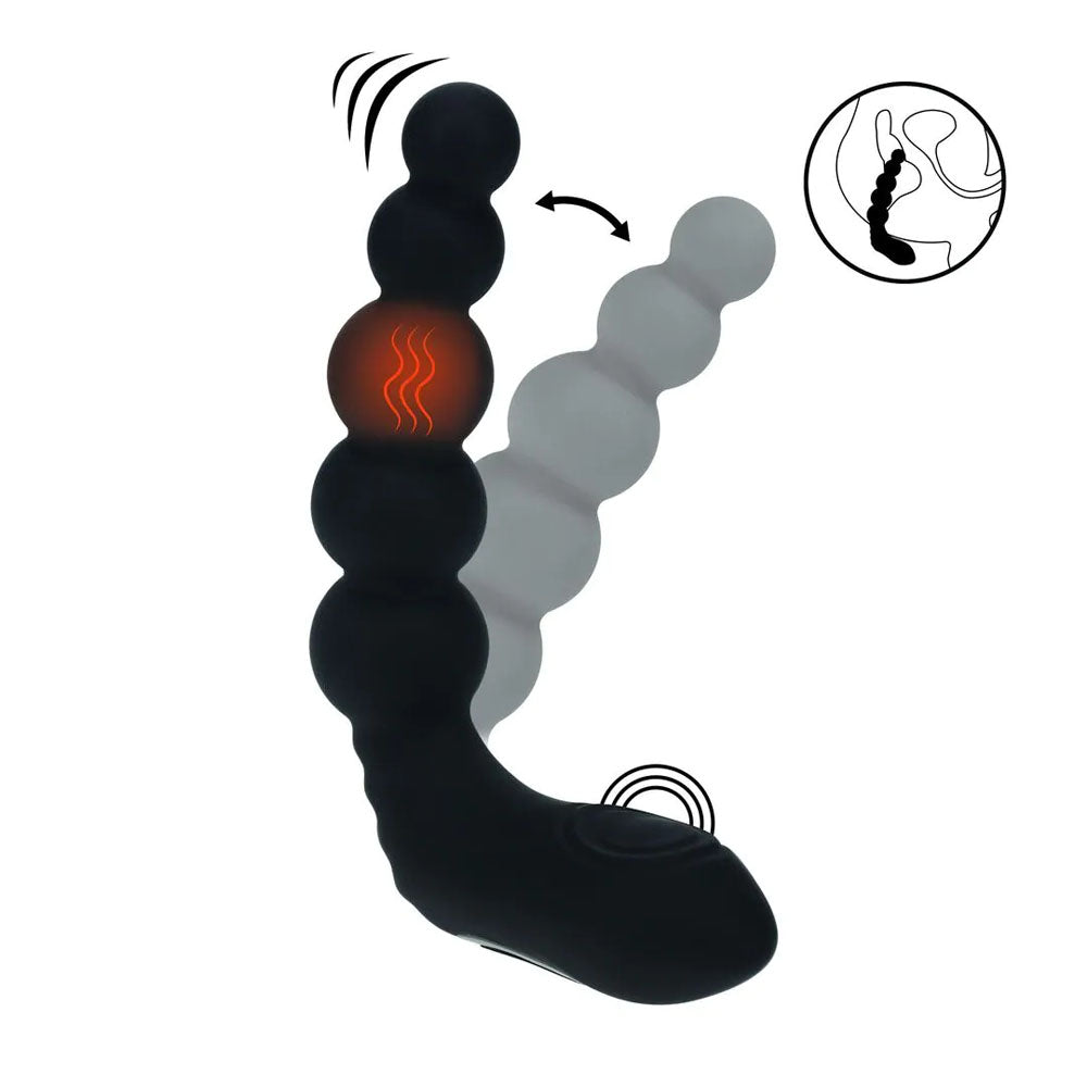 LEVELZ Rechargeable Beaded Prostate Massager - USB Rechargeable Heating + Vibrating Prostate Massager with beads and warming feature.
