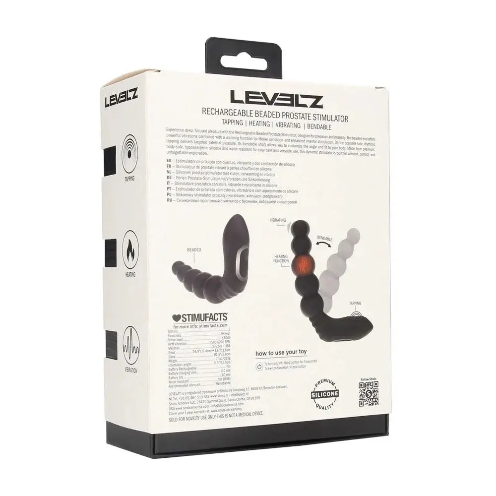 LEVELZ Rechargeable Beaded Prostate Massager -  USB Rechargeable Heating + Vibrating Prostate Massager Shots Toys Discreet Intimate Essentials.