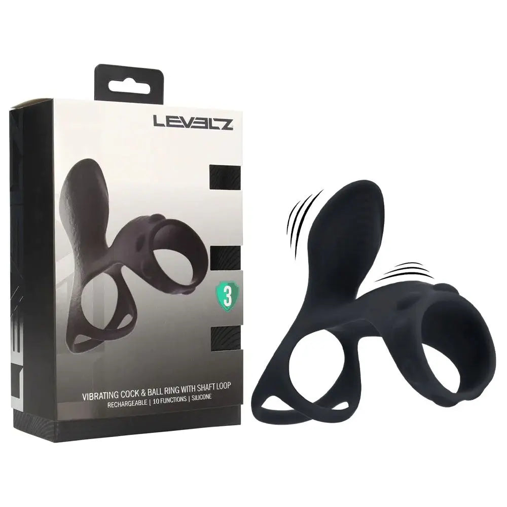 LEVELZ Vibrating Cock & Ball Ring with Shaft Loop -  USB Rechargeable Vibrating Cock & Ball Rings Shots Toys Discreet Intimate Essentials.