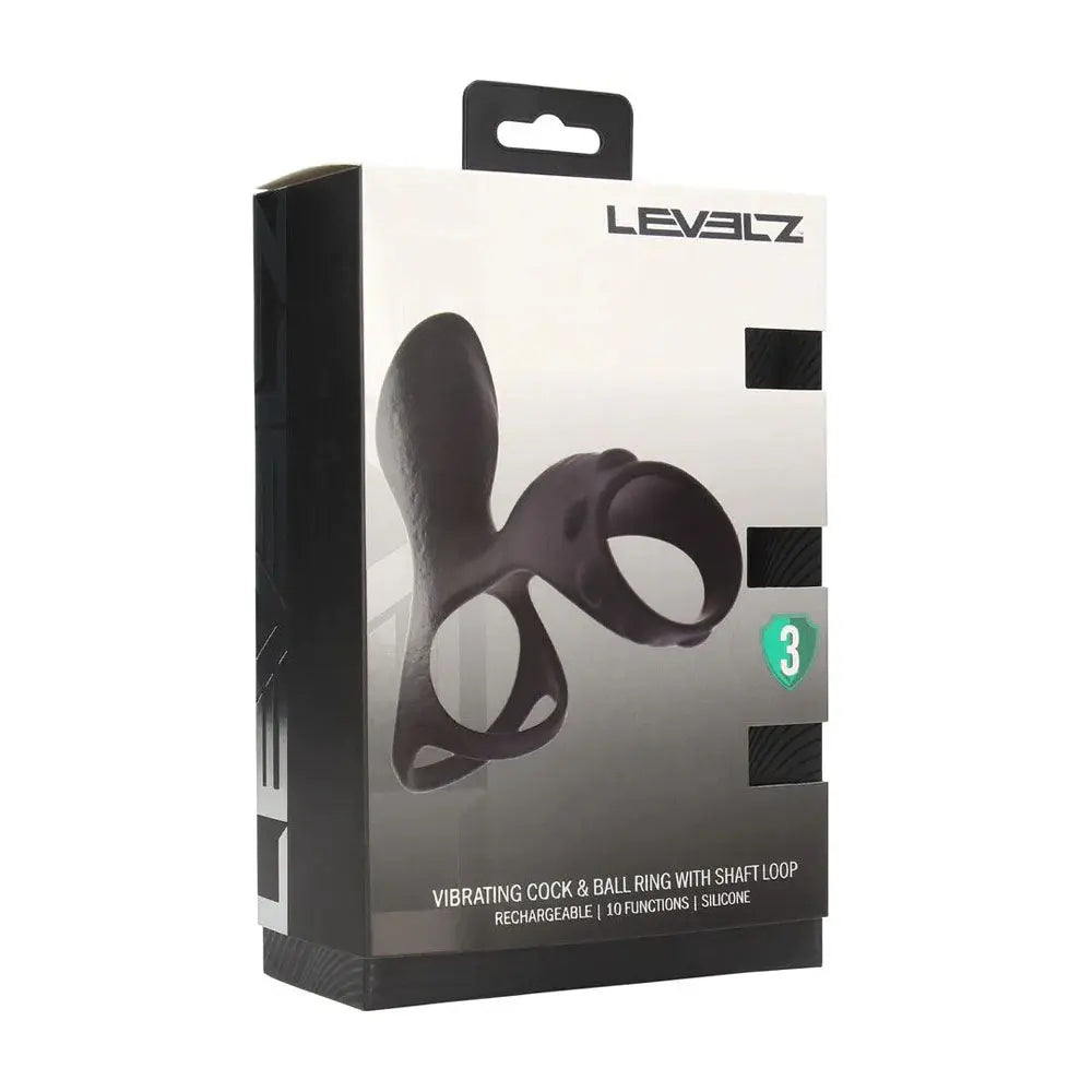 LEVELZ Vibrating Cock & Ball Ring with Shaft Loop -  USB Rechargeable Vibrating Cock & Ball Rings Shots Toys Discreet Intimate Essentials.