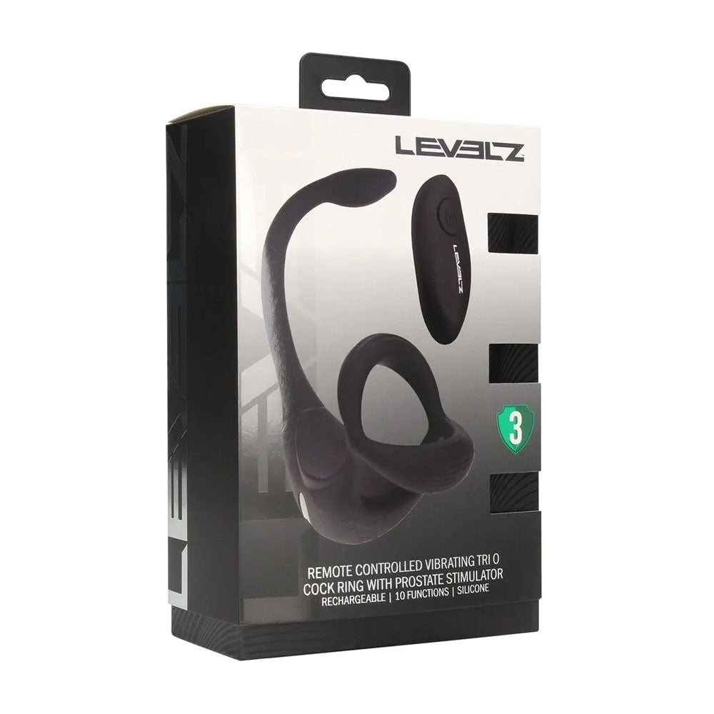 LEVELZ Remote Controlled Vibrating TriO Cock Ring with Prostate Stimulator - USB Rechargeable Vibrating Cock Ring with Anal Plug.