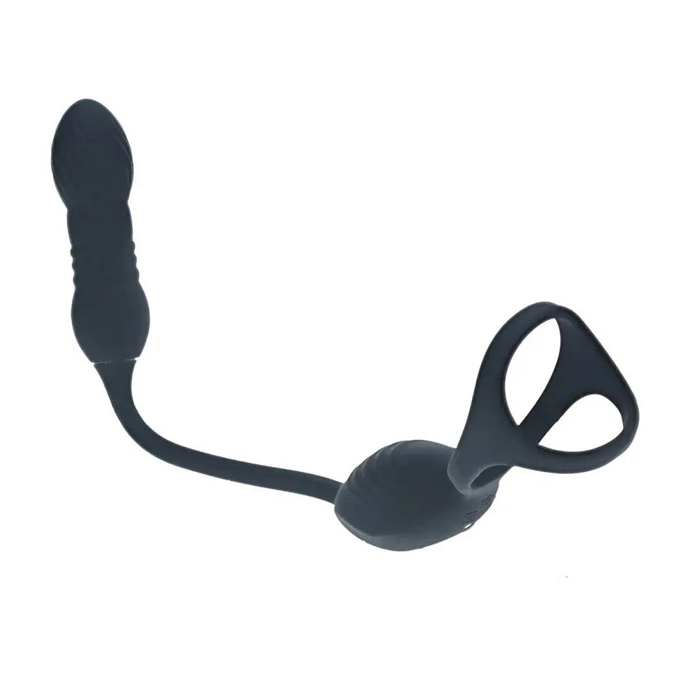 LEVELZ Vibrating & Thrusting TriO Cock Ring with Prostate Stimulator -  USB Rechargeable Vibrating Cock Ring with Thrusting Prostate Plug Shots Toys Discreet Intimate Essentials.