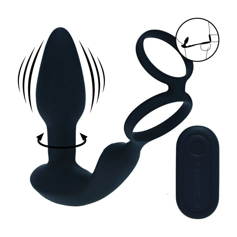 LEVELZ Dual Vibrating Prostate Stimulator with Cock Ring - USB Rechargeable Vibrating Butt Plug with Cock Ring