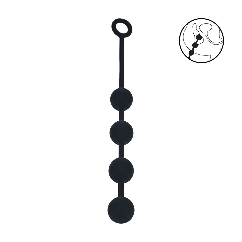 LEVELZ large silicone anal beads with 4 smooth graduated spheres and flexible loop for control.