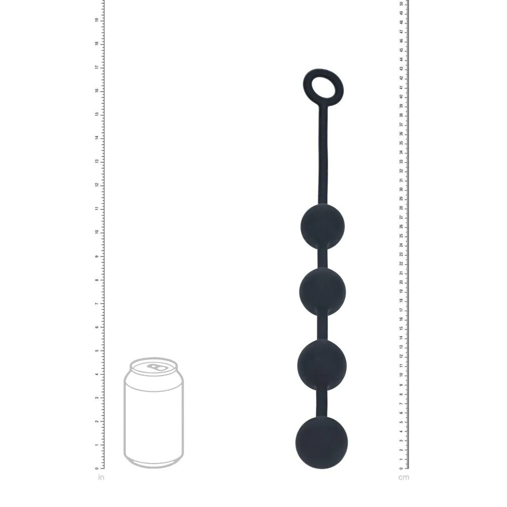 LEVELZ round silicone anal balls, large silicone anal beads, 40mm diameter, flexible loop base for control.