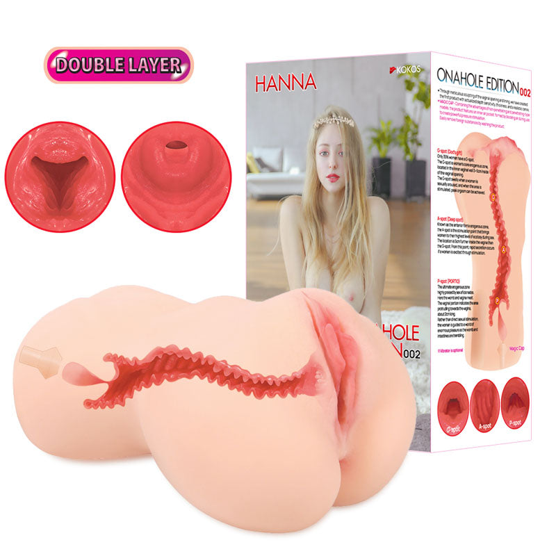 Kokos Hanna Onahole 002 -  Dual Layer Vagina Stroker featuring double layer design and realistic textures.