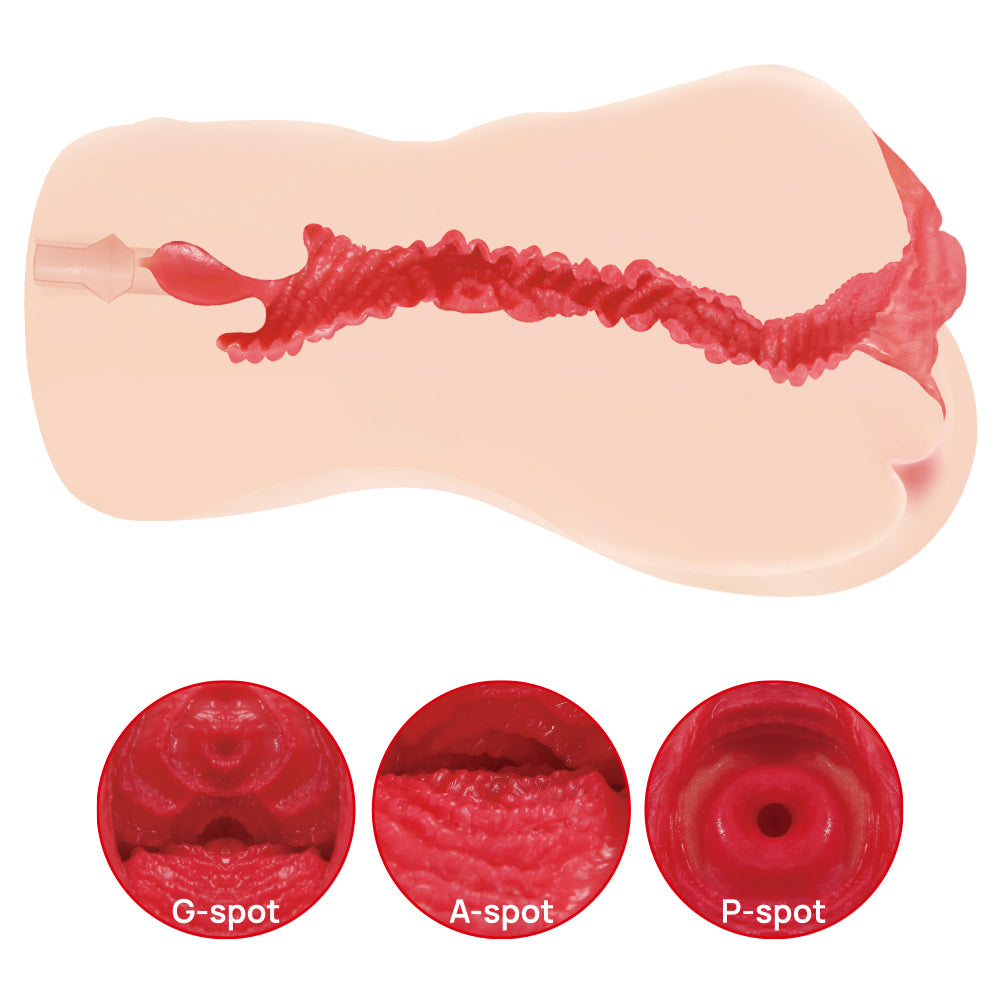 Kokos Jenny Onahole 005 -  Dual Layer Vagina Stroker with G-spot, A-spot, and P-spot openings for enhanced pleasure.