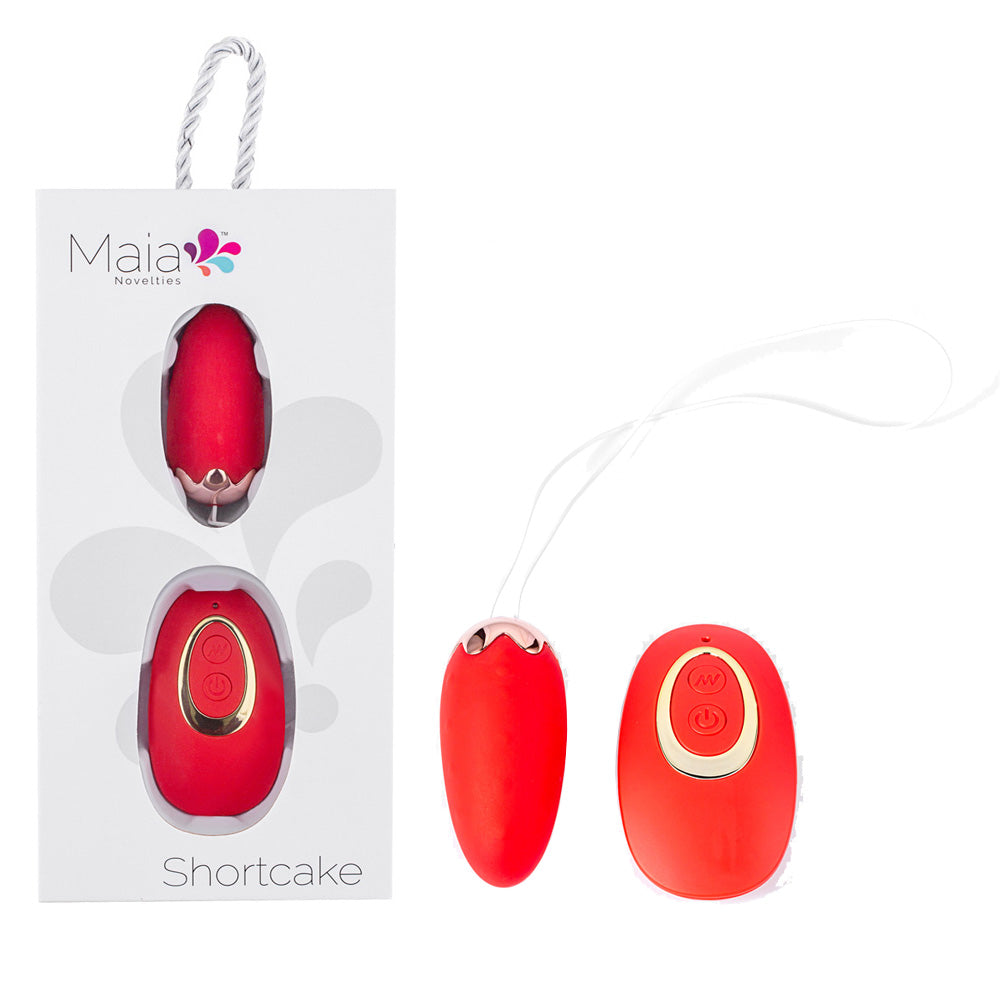 Maia SHORTCAKE - USB Rechargeable Vibrating Egg with Wireless Remote and packaging for intimate essentials for her.