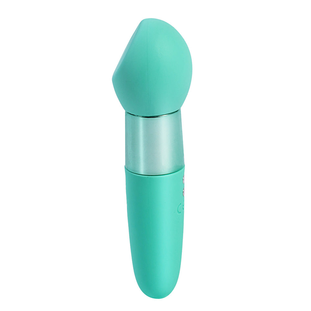 Maia RINA - Teal - Teal 13.3 cm USB Rechargeable Vibrator, stylish dual motor vibe resembling a makeup brush.