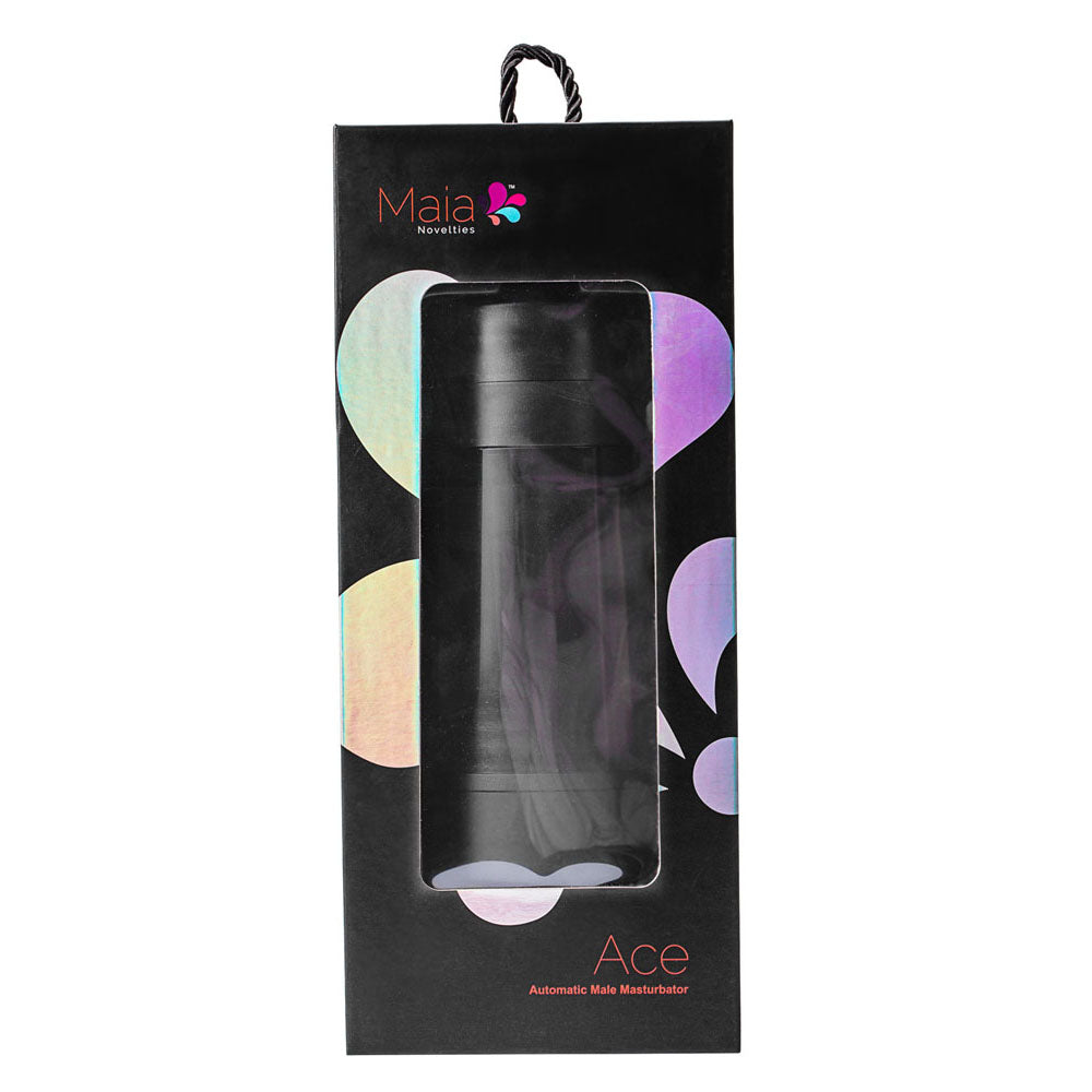 Maia ACE - USB Rechargeable Sucking Masturbator packaging displaying stylish design and features for enhanced pleasure.