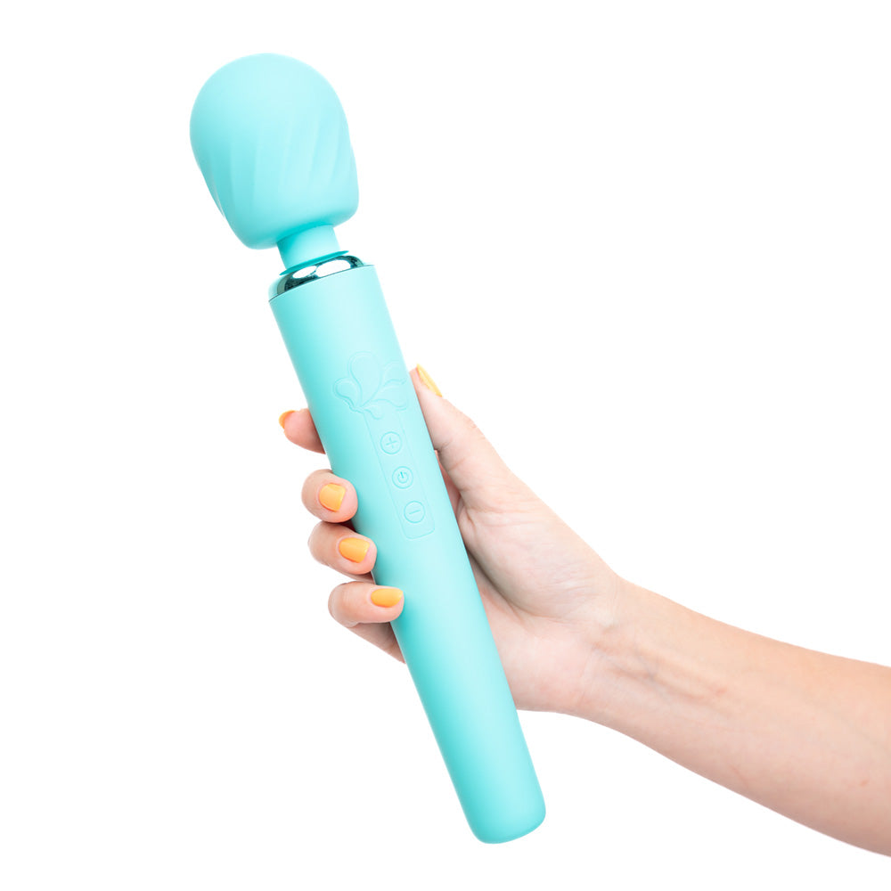Maia NALA -  -  30 cm USB Rechargeable Massage Wand in hand, vibrant blue color, designed for intimate essentials for her.
