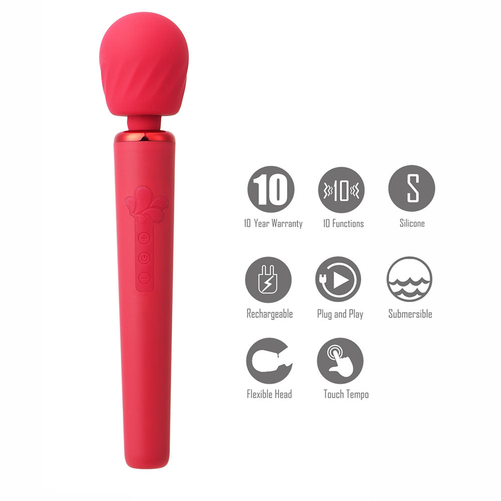 Maia NALA -  -  30 cm USB Rechargeable Massage Wand features 10 functions and flexible head for targeted stimulation.