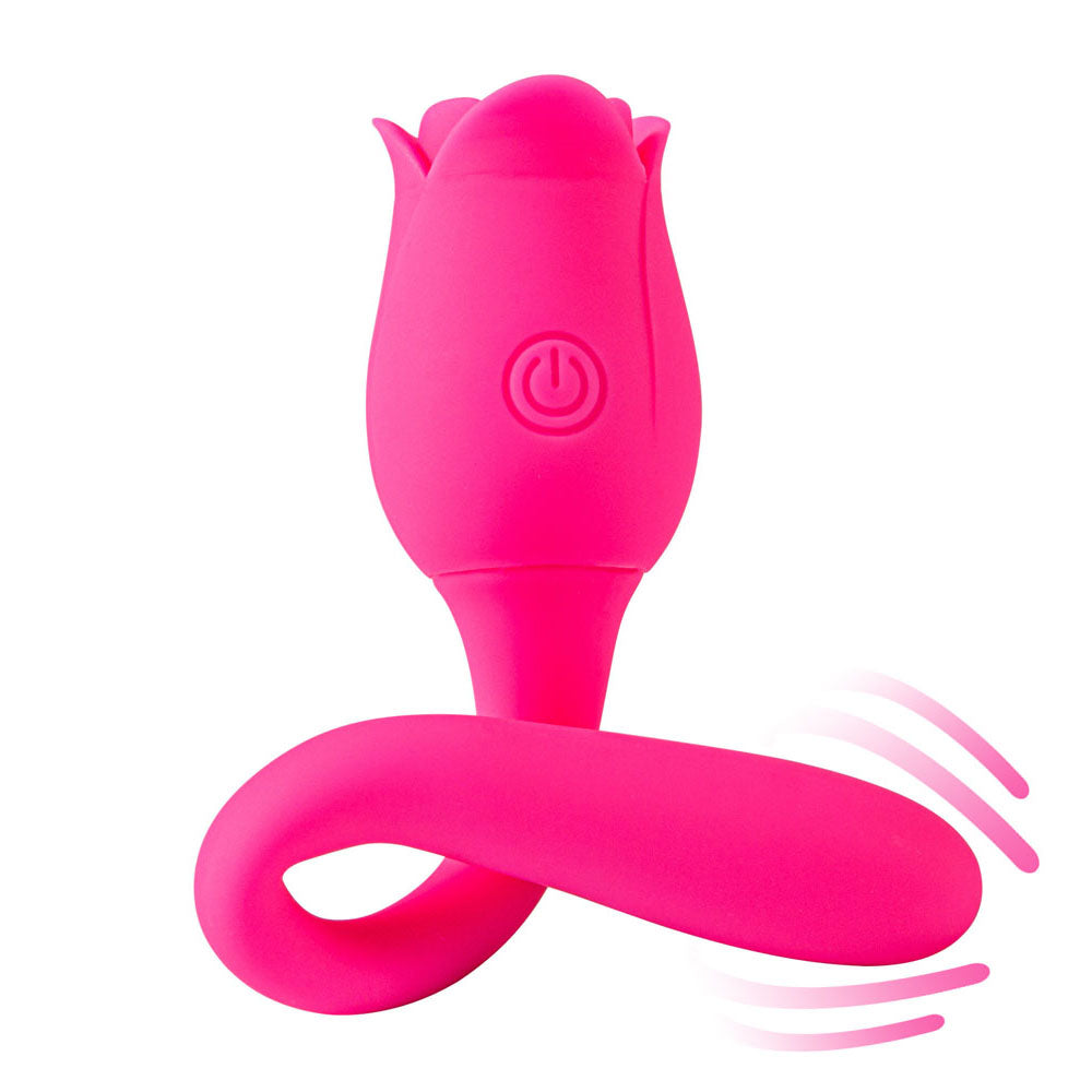 Maia MEADOW - 14 cm USB Rechargeable Flower Stimulator in pink, featuring a tulip design and posable stem for targeted stimulation.