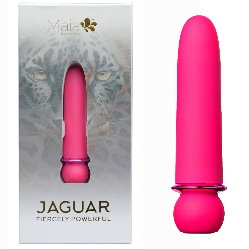 Maia JAGUAR -  -  10.1 cm USB Rechargeable Bullet with a sleek pink design and elegant packaging.