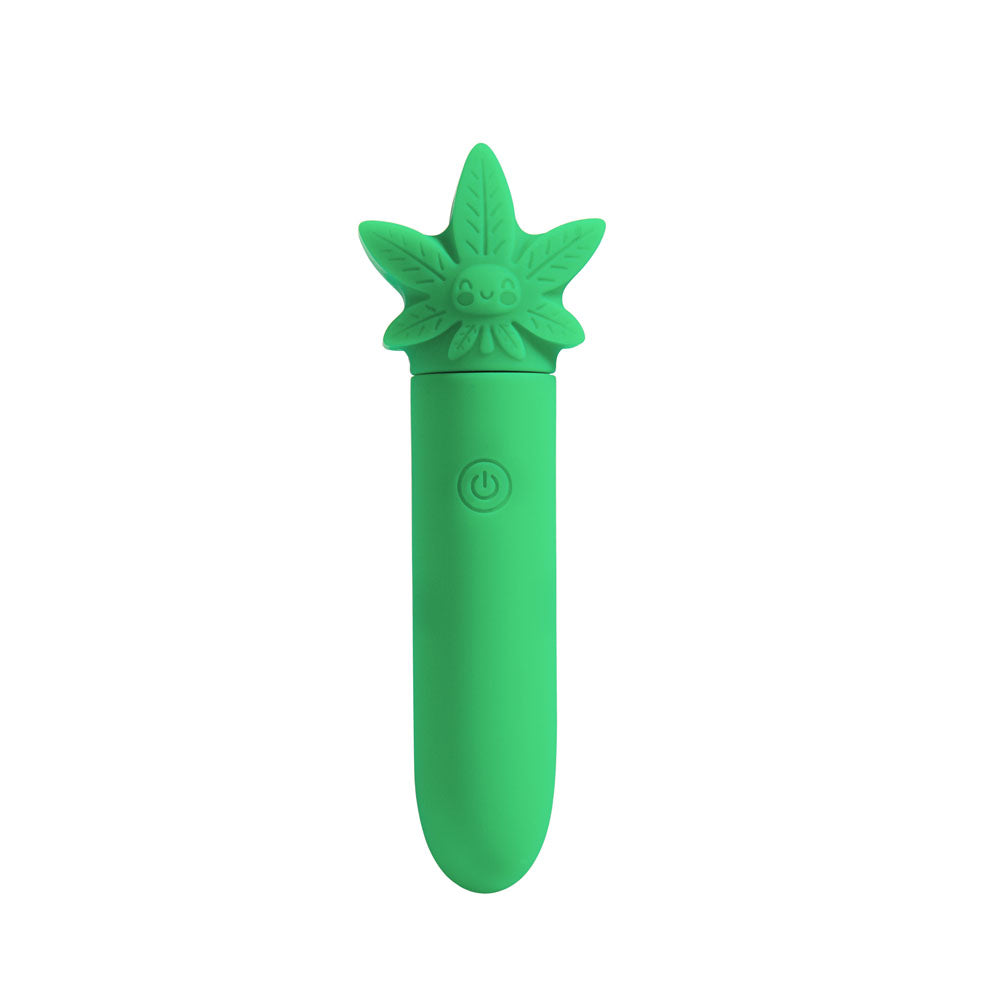 Maia STONI - 420  11.1 cm USB Rechargeable Bullet in green leaf design, perfect for intimate essentials for her.