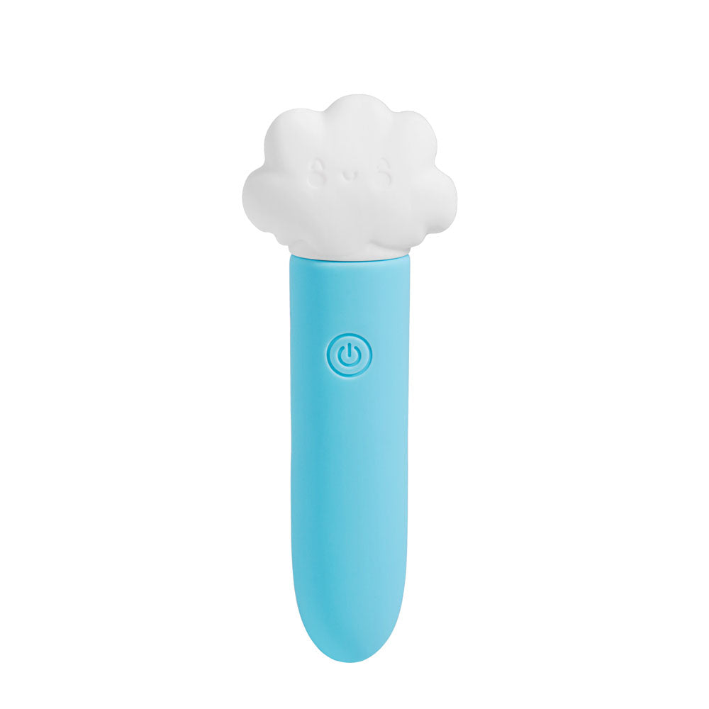 Maia STORMEE -  11.1 cm USB Rechargeable Bullet in blue, designed for intimate essentials for her with a cloud-shaped head.