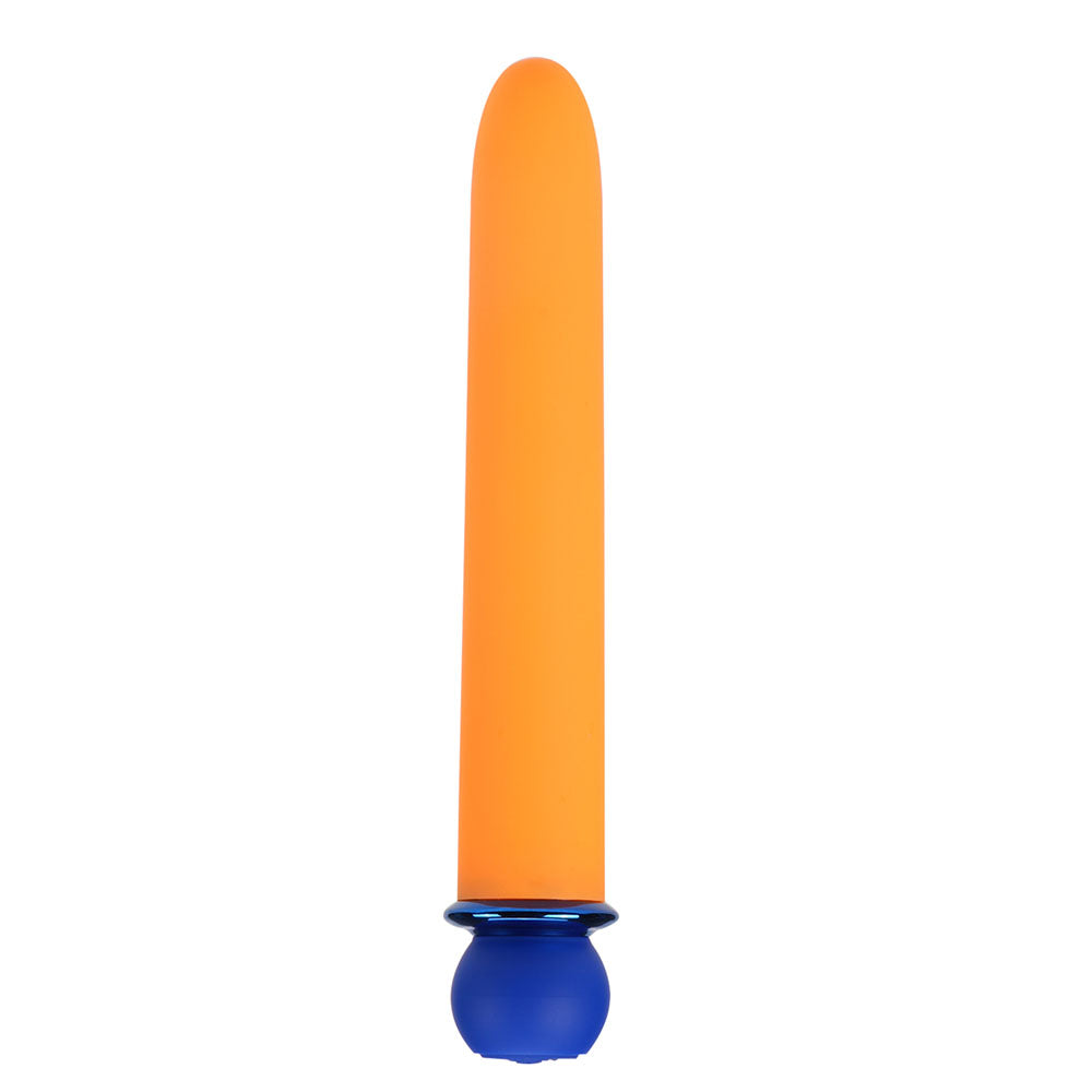 Maia RORI - Orange - Orange 15.2 cm USB Rechargeable XL Bullet in vibrant orange silicone with blue base.
