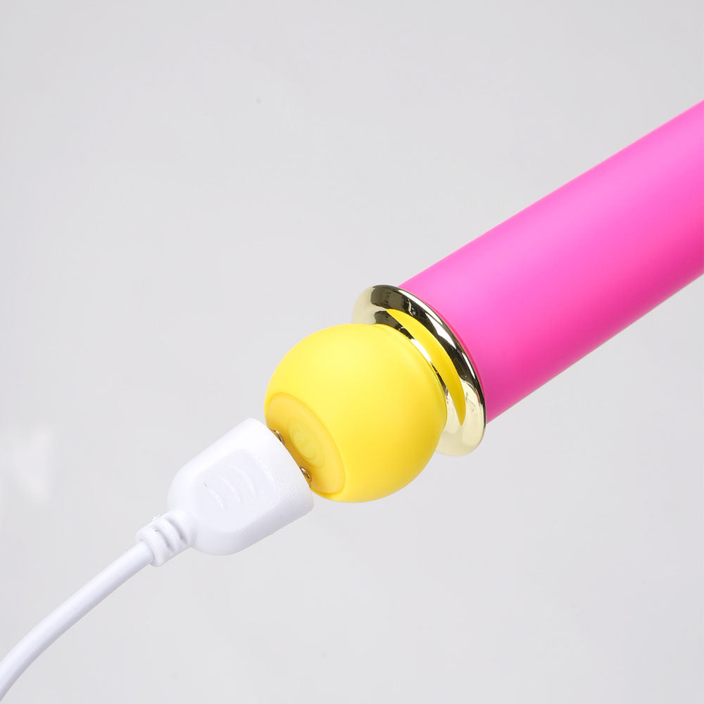 Maia RORI -  -  15.2 cm USB Rechargeable XL Bullet charging with yellow head and pink body.
