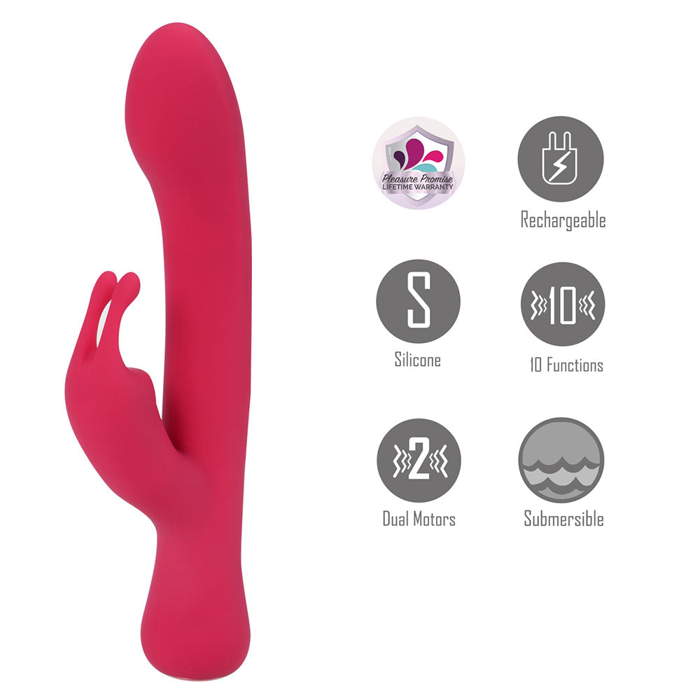Maia ZARA -  -  17.1 cm USB Rechargeable Rabbit Vibrator with dual motors and submersible design.