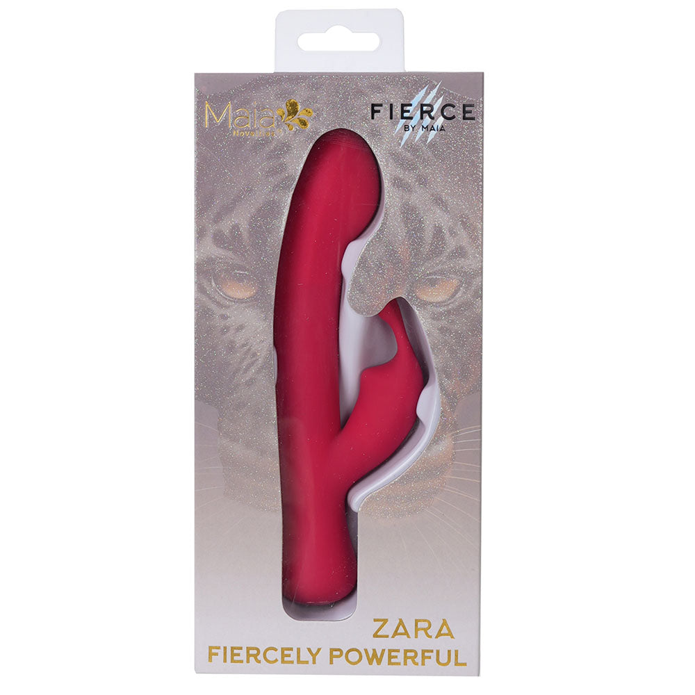 Maia ZARA -  -  17.1 cm USB Rechargeable Rabbit Vibrator in packaging, showcasing its sleek design and vibrant color.
