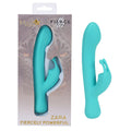 Maia ZARA - Teal - Teal 17.1 cm USB Rechargeable Rabbit Vibrator packaging and product view.