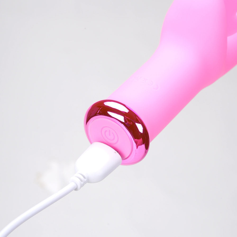 Maia MYLA -  -  15.9 cm USB Rechargeable Butterfly Vibrator with charging cable and power button detail.