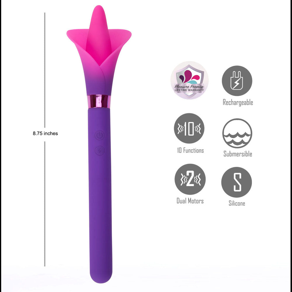 Maia VALA -  - /Pink 22.2 cm USB Rechargeable Flower Vibrator with dual motors and silicone design.
