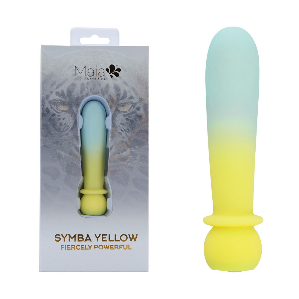 Maia SYMBA -  -  10.8 cm USB Rechargeable Powerful Bullet in yellow packaging, ideal intimate essentials for her.