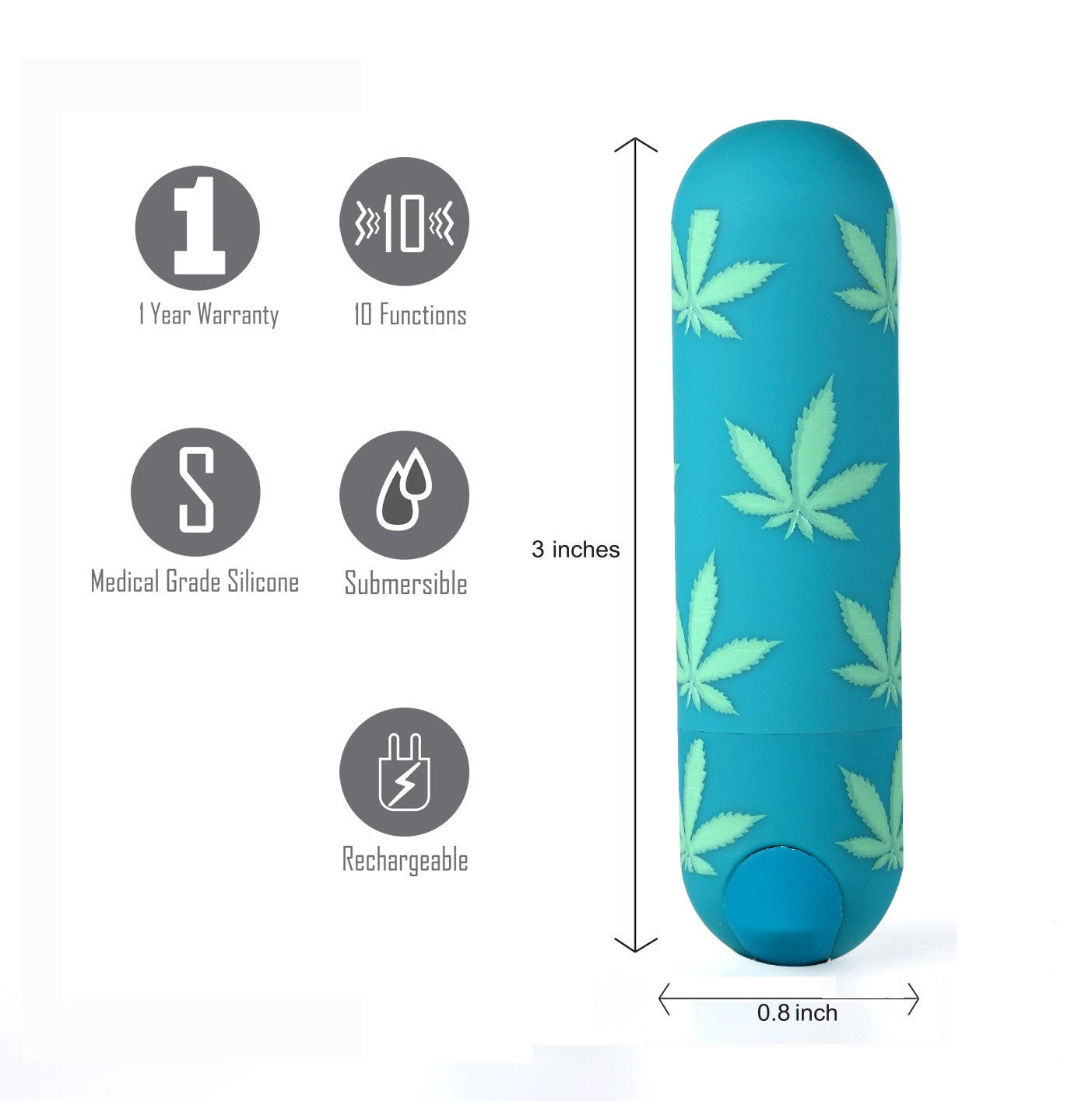Maia Jessi 420 - Emerald 7.6 cm USB Rechargeable Bullet features 10 functions and is made of medical grade silicone.