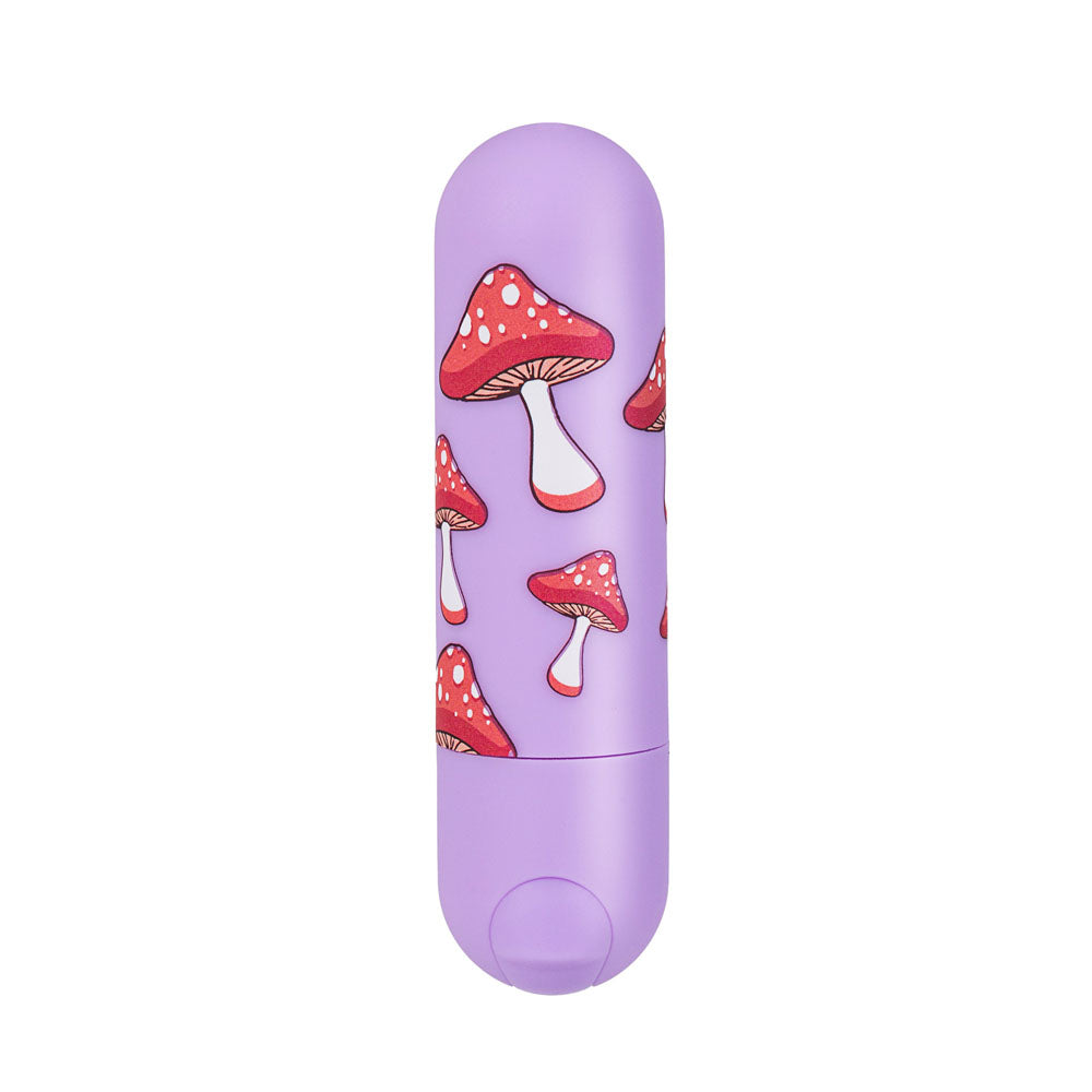 Maia JESSI Trippy - Lavender 7.6 cm USB Rechargeable Bullet with mushroom print design.