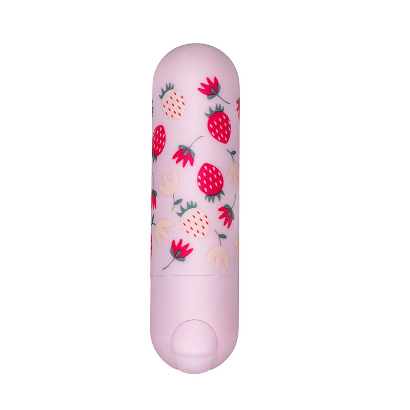 Maia Bari - Baby  7.6 cm USB Rechargeable Bullet designed with a playful strawberry print for intimate essentials.