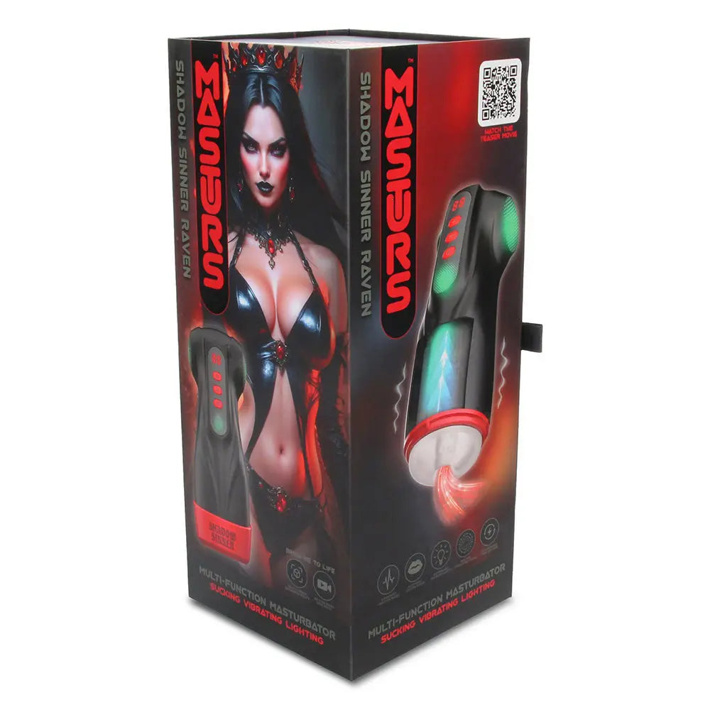 MASTURS Raven - USB Rechargeable Vibrating and Sucking Auto Stroker with Augmented Reality Shots Toys Discreet Intimate Essentials.