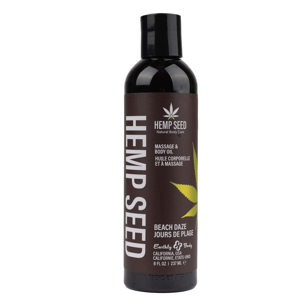 Hemp Seed Massage & Body Oil - Beach Daze (Coconut & Pineapple) Scented - 237 ml Bottle by Earthly Body.