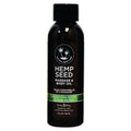 Hemp Seed Massage & Body Oil - Naked In The Woods ( Tea & Ginger) Scented - 59 ml Bottle in a sleek dark bottle.