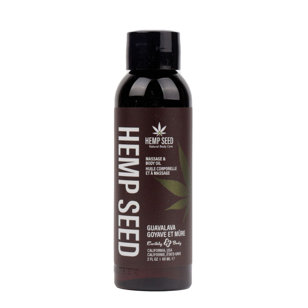 Hemp Seed Massage & Body Oil - Guavalava (Guava & Blackberry) Scented - 59 ml Bottle.