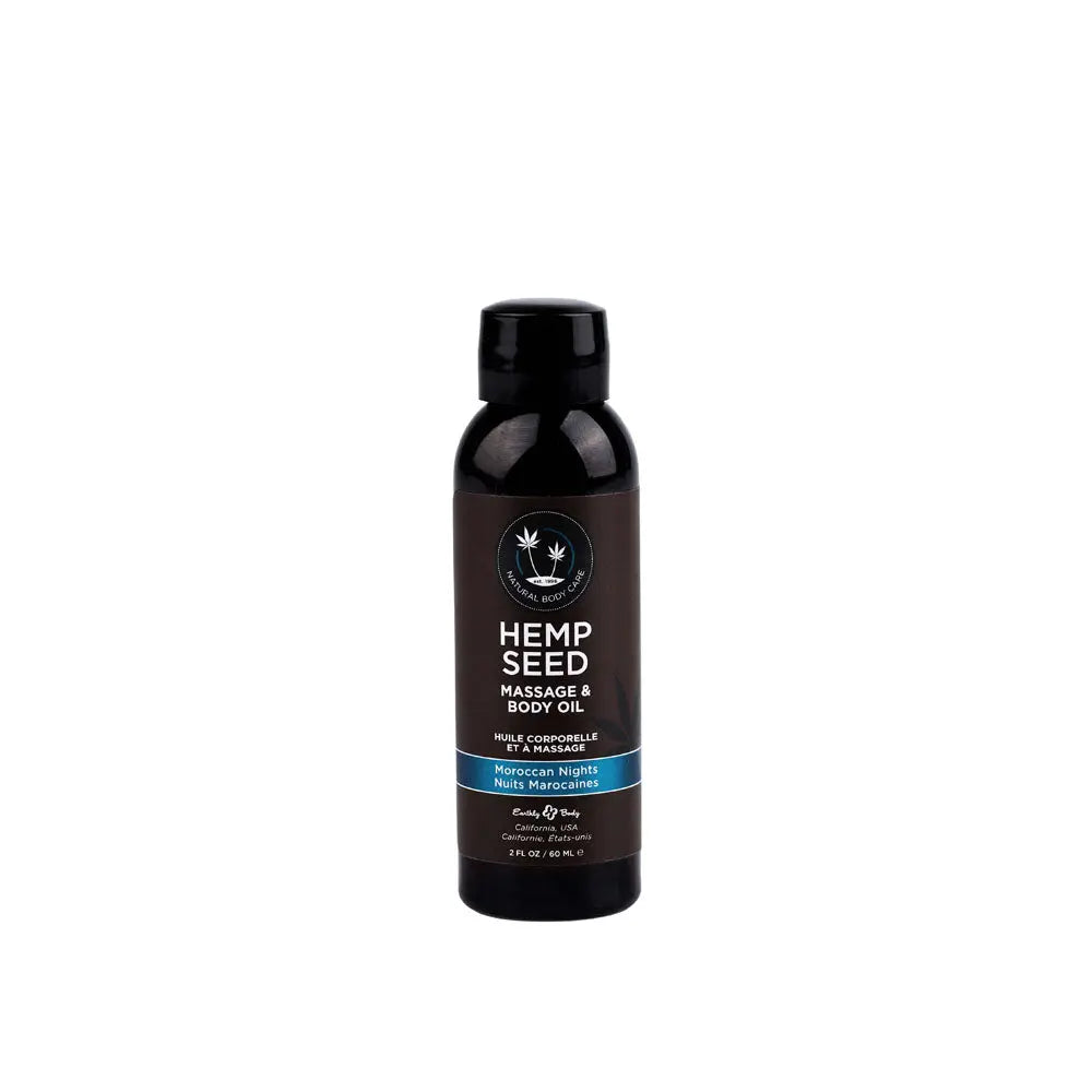 Hemp Seed Massage & Body Oil - Moroccan Nights (Earthy & Spicy-Sensual) Scented - 59 ml Bottle Earthly Body Discreet Intimate Essentials.