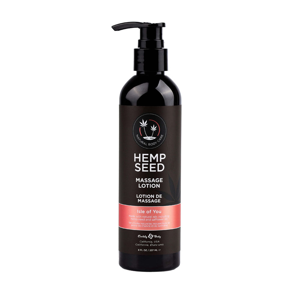 Hemp Seed Massage Lotion - Isle Of You in a sleek bottle, ideal for moisturizing and massage experiences.