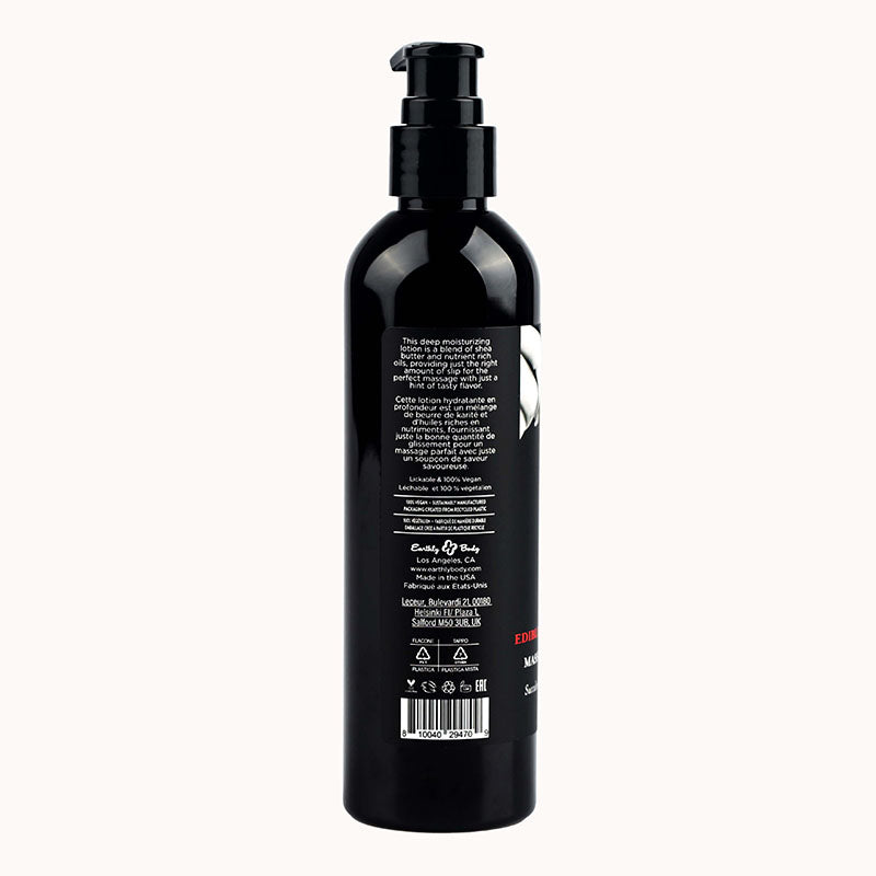 Edible Massage Lotion - Strawberry - Strawberry Flavoured Massage Lotion - 237 ml bottle with pump dispenser.