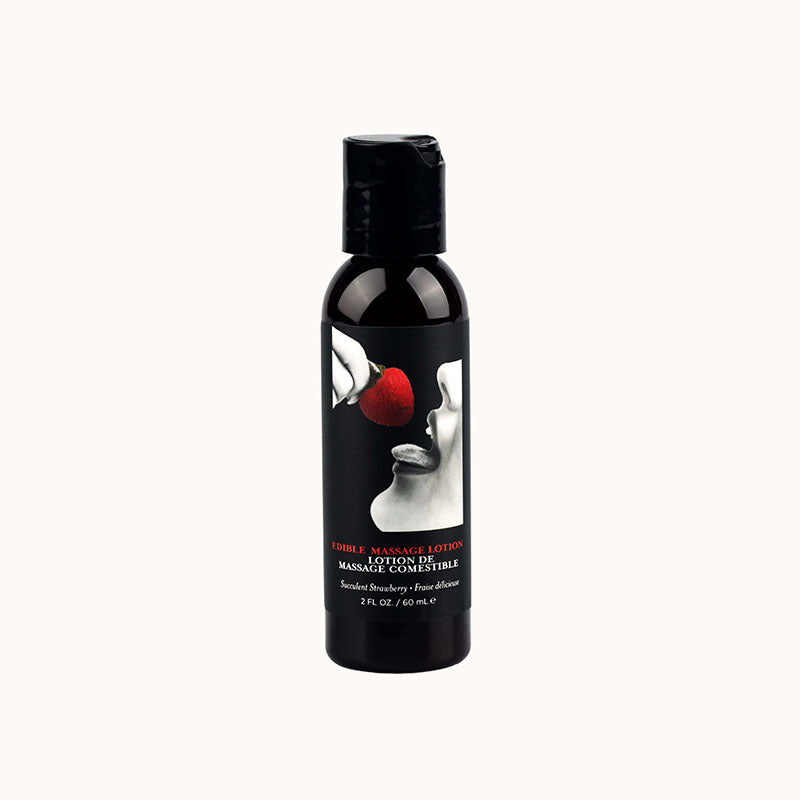 EB Edible Massage Lotion - Strawberry - Strawberry Flavoured Massage Lotion - 60 ml in a sleek bottle, perfect for intimate moments.