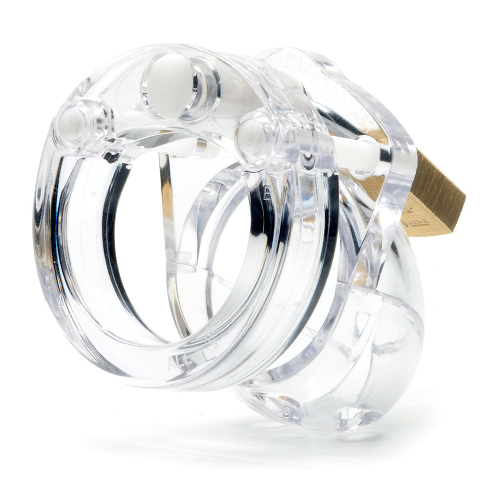 Mini-Me Black Chastity Cock Cage Kit -  -  1.25 Inch Cock Cage Kit image showing the clear design and locking mechanism.