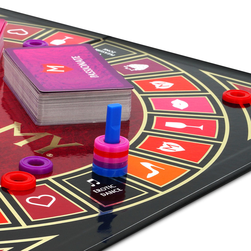 Monogamy - Adult Board Game featuring colorful components and cards for intimate and passionate play.