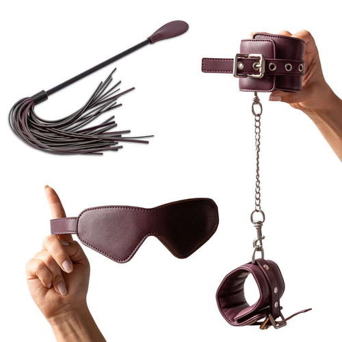 abbie x Normal The Kink Kit - 4 Piece Bondage Kit, a beginner bondage kit including blindfold, cuffs, and crop.