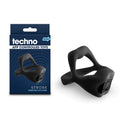 Techno - Strobe -  -  USB Rechargeable Vibrating Cock Ring with App Control packaging and product image.