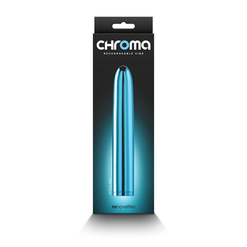 Chroma - Teal - Metallic Teal 17 cm USB Rechargeable Vibrator packaging design and branding.