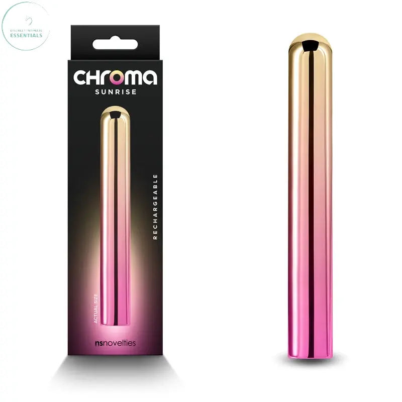 Affordable quality Chroma Sunrise - Large - Metallic Pink/Gold 13.8 cm USB Rechargeable Vibrator  from NS Novelties by Discreet Intimate Essentials with Discreet Delivery 