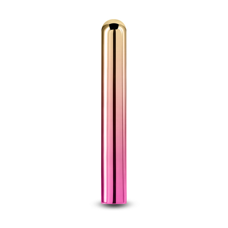 Chroma Sunrise - Large - Metallic Pink/Gold 13.8 cm USB Rechargeable Vibrator displayed with vibrant colors and sleek design.