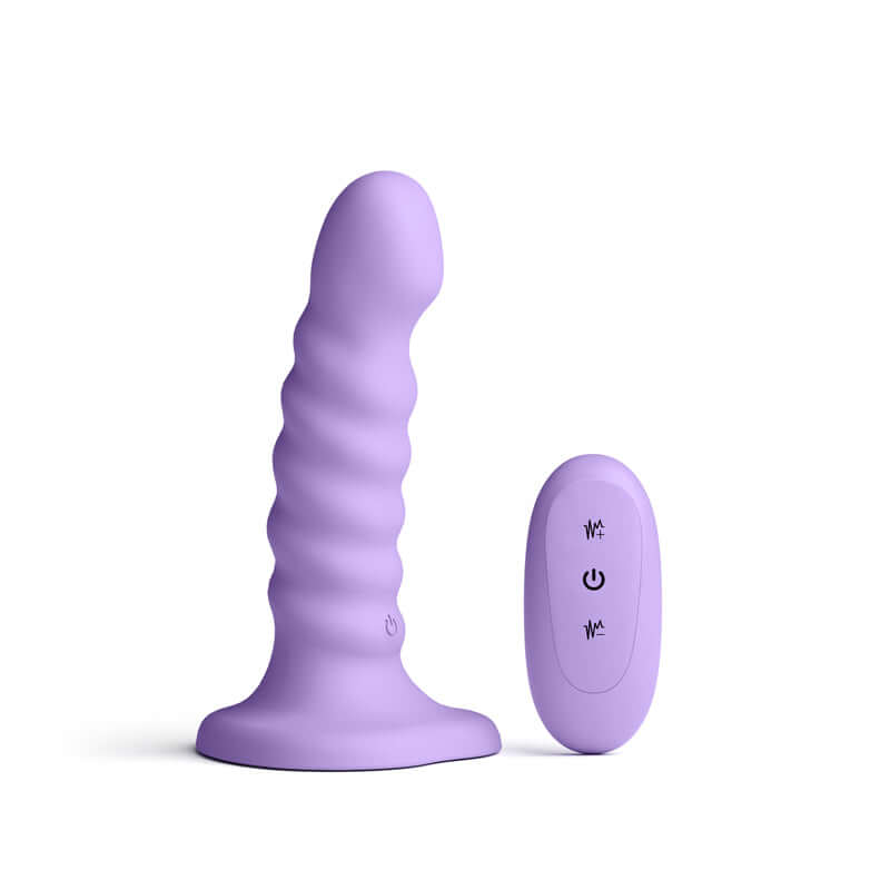 Colours Ribbed - 5'' vibrating dildo with wireless remote, USB rechargeable, silicone, water-resistant design.